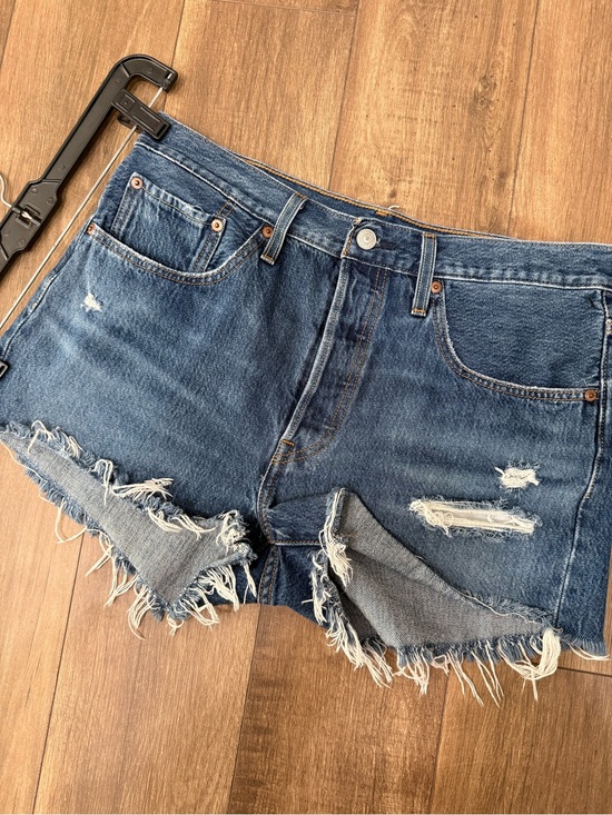 Levi's Pants - Levi's Dark Blue Distressed Denim Cutoff Shorts